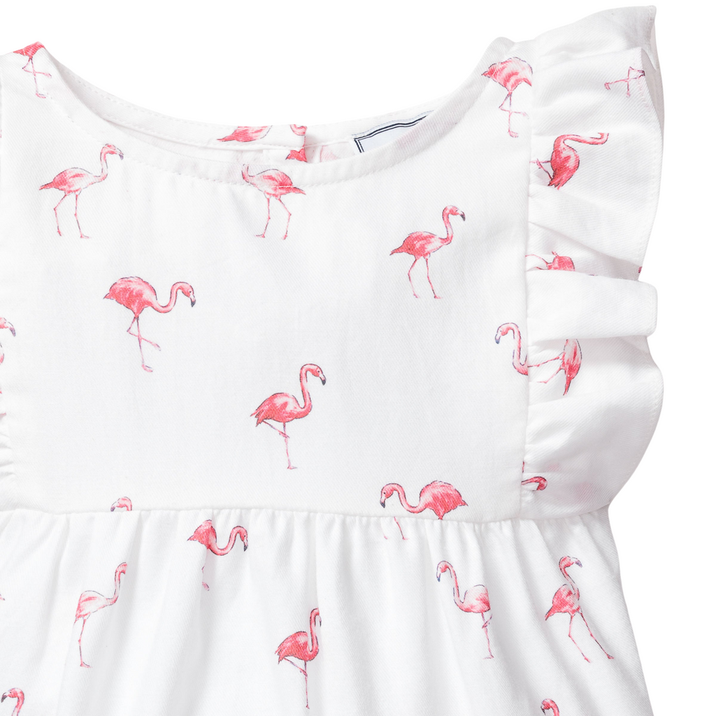 Baby's Twill Ruffled Romper in Flamingos - The Well Appointed House