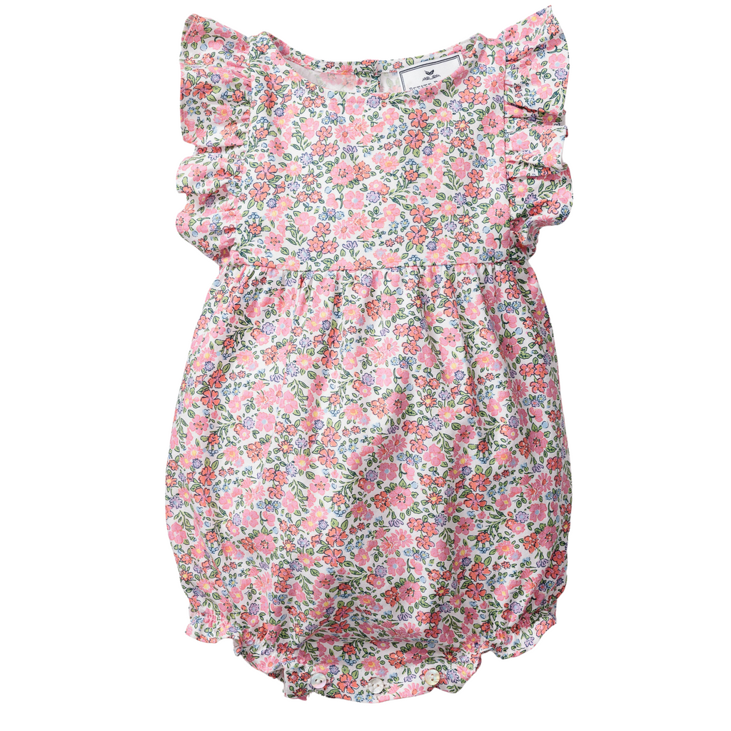 Baby's Twill Ruffled Romper in Fleurs de Rose - The Well Appointed House
