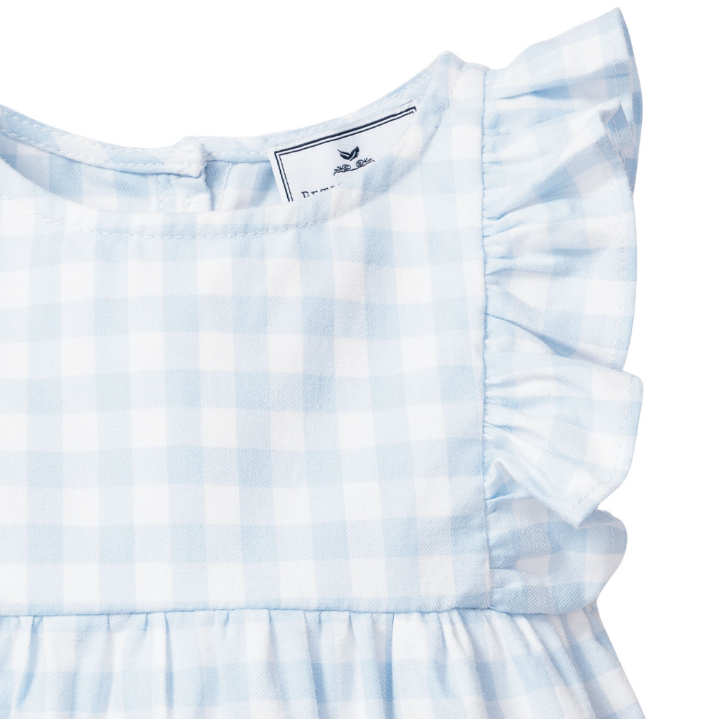 Baby's Twill Ruffled Romper in Light Blue Gingham - The Well Appointed House