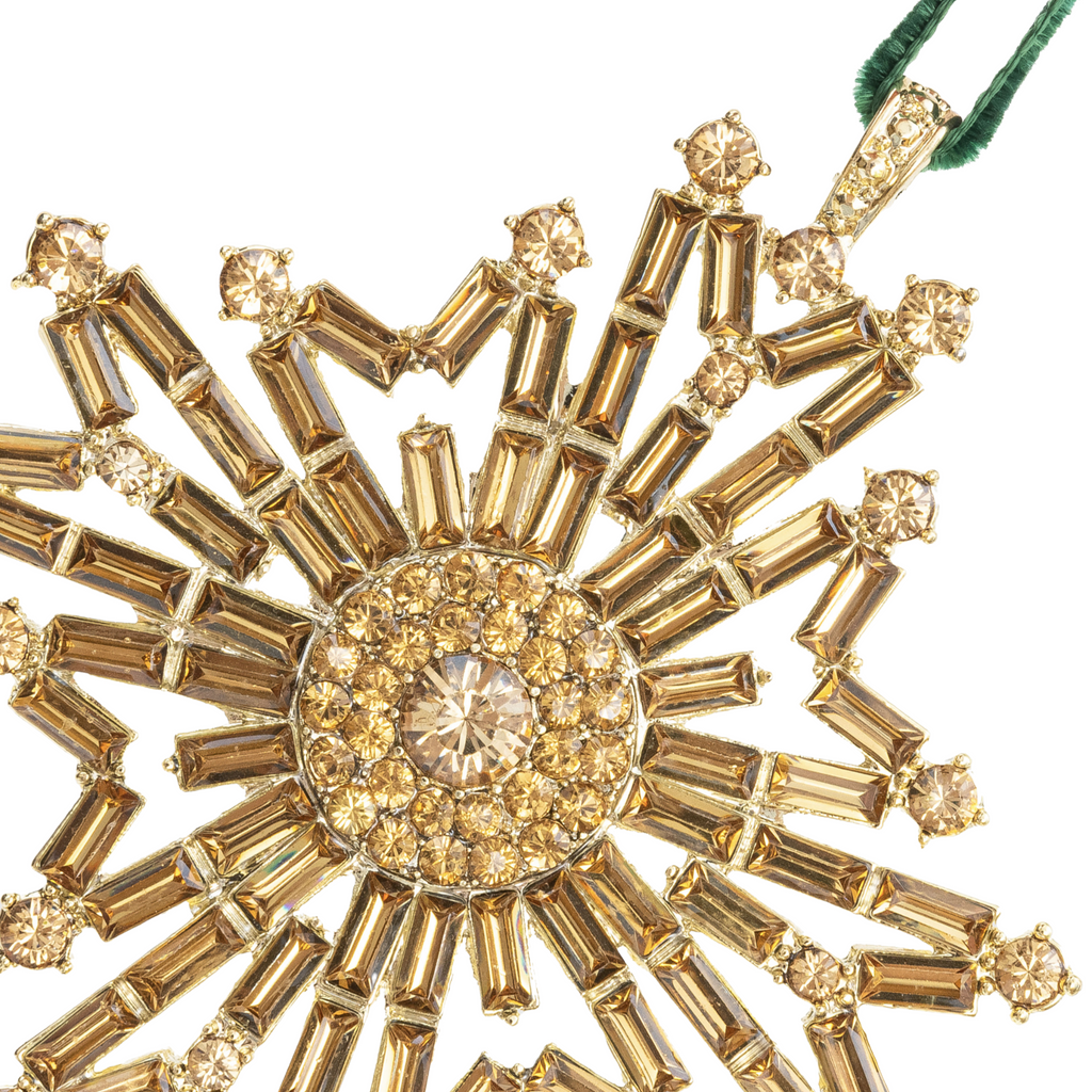 Baguette Snowflake Hanging Christmas Ornament, Gold - The Well Appointed House