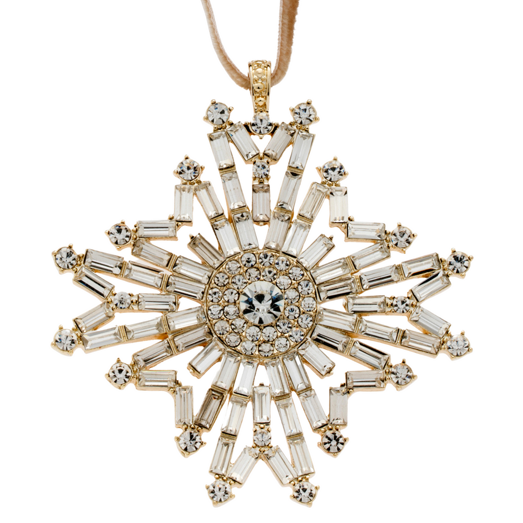 Baguette Snowflake Hanging Ornament, Crystal - The Well Appointed House