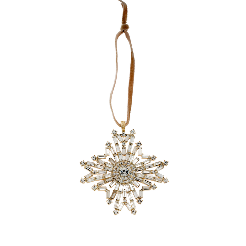 Baguette Snowflake Hanging Ornament, Crystal - The Well Appointed House