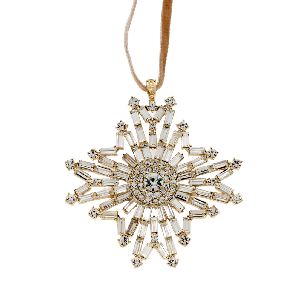 Baguette Snowflake Hanging Ornament, Crystal - The Well Appointed House