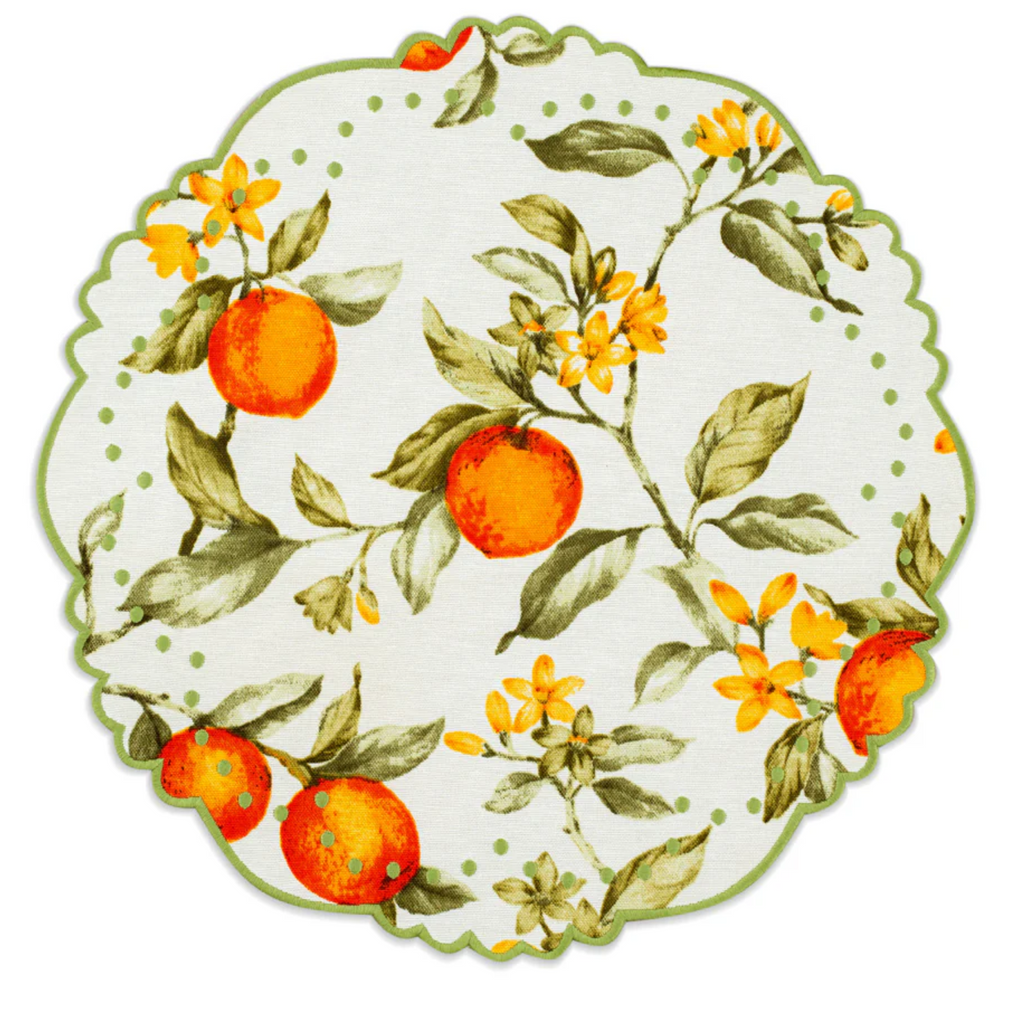 Citrus Embroidered Placemat & Napkin Set - The Well Appointed House