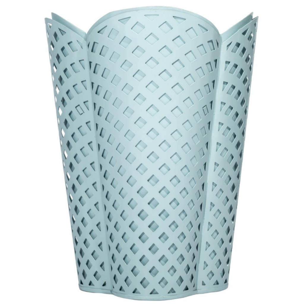 Blue Lattice Wastepaper Basket  The Well Appointed House