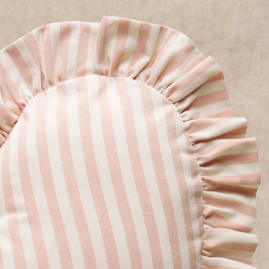 Brigitte Stripe Heart Pillow in Blush - The Well Appointed House