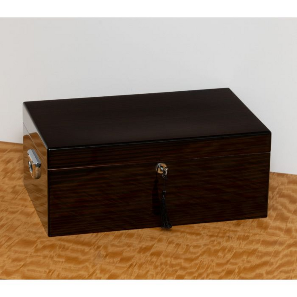 Panama Walnut High Lacquered 200 Cigar Humidor with Spanish Cedar Lining - The Well Appointed House