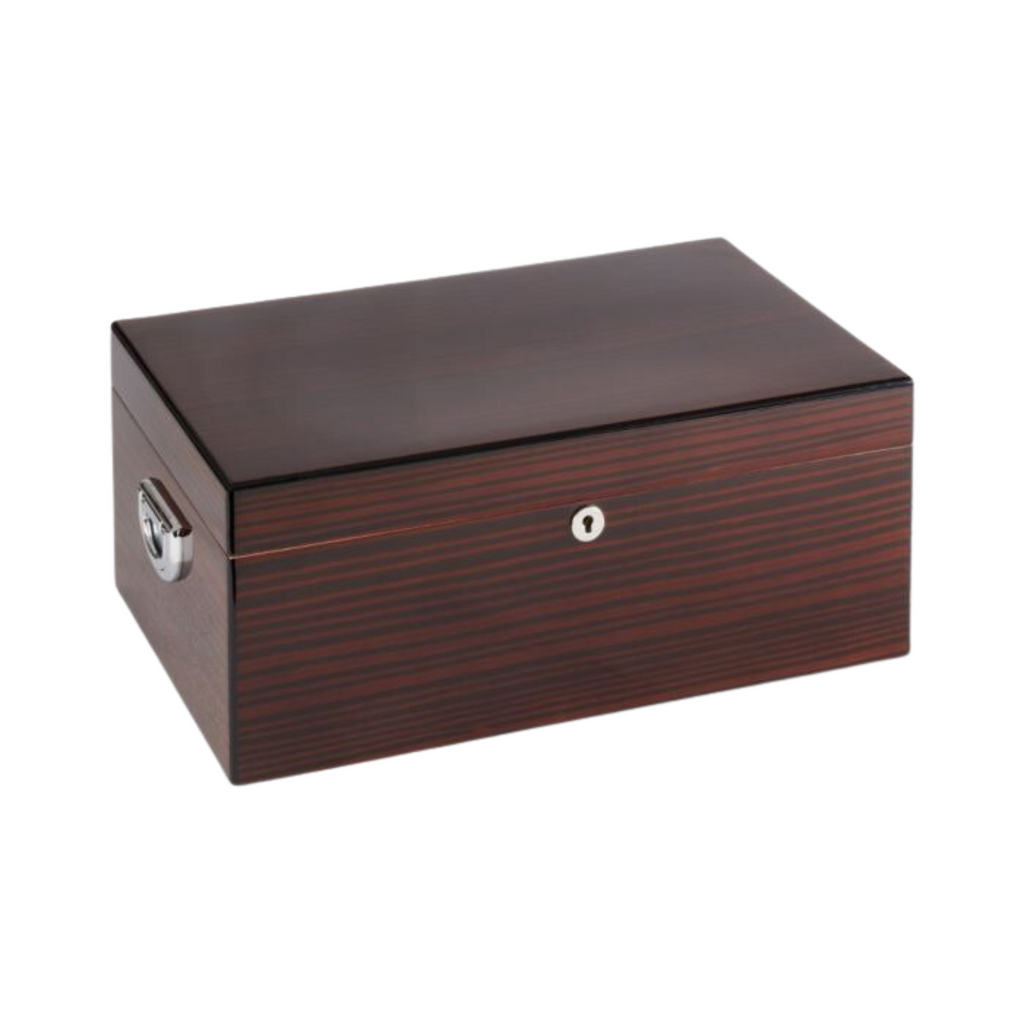 Panama Walnut High Lacquered 200 Cigar Humidor with Spanish Cedar Lining - The Well Appointed House