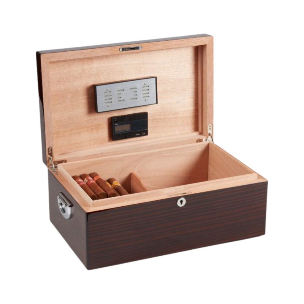 Panama Walnut High Lacquered 200 Cigar Humidor with Spanish Cedar Lining - The Well Appointed House