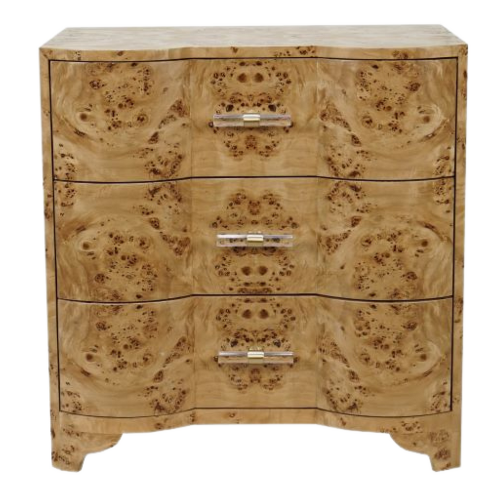 Calvin Three Drawer Matte Burl Finish Nightstand - The Well Appointed House
