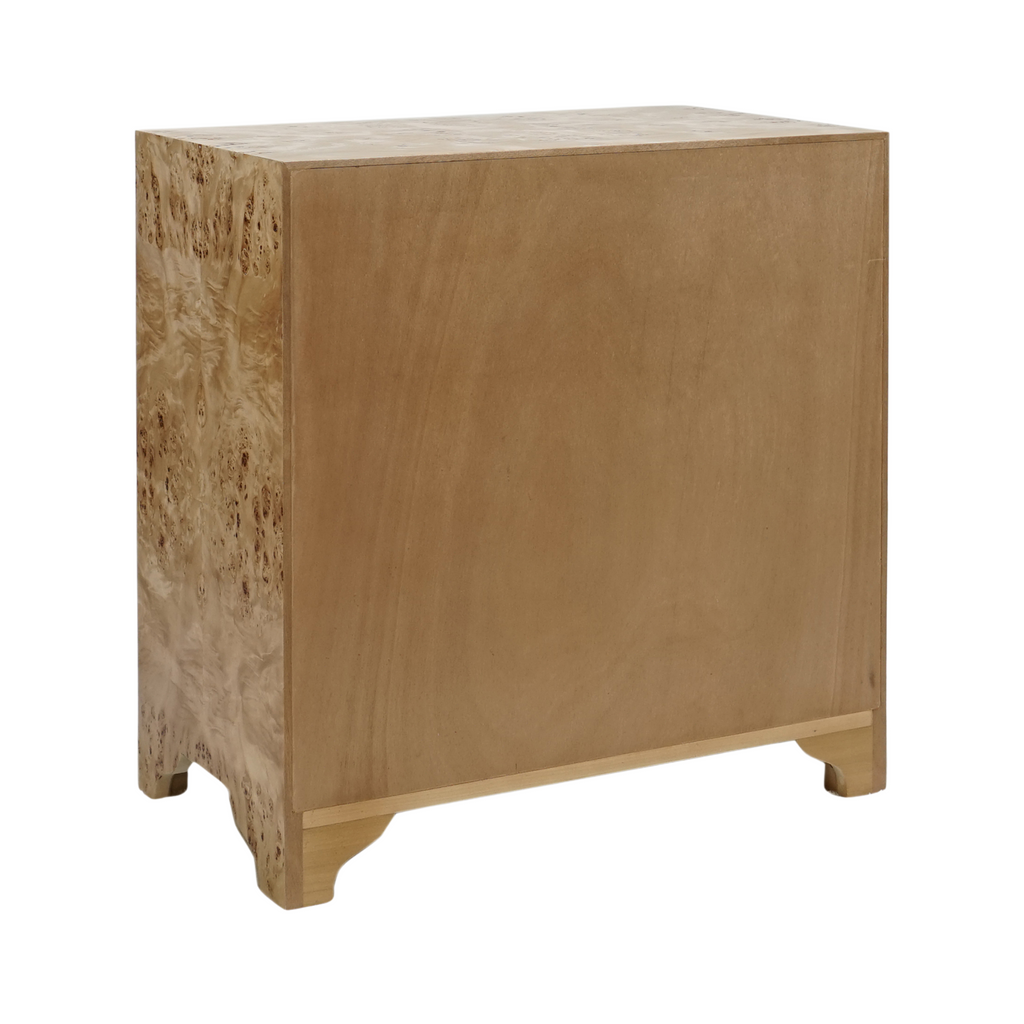 Calvin Three Drawer Matte Burl Finish Nightstand - The Well Appointed House