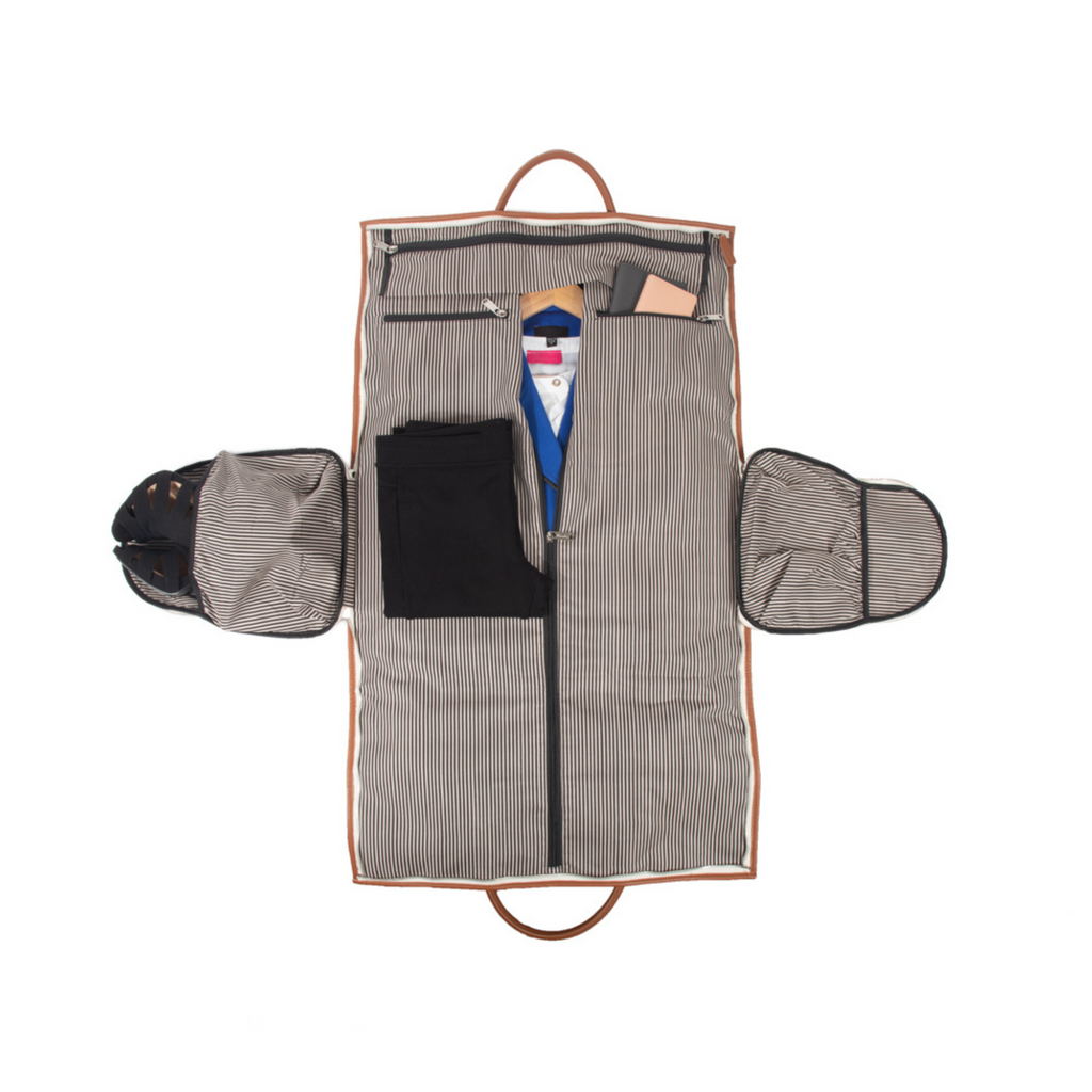 Capri 2-N-1 Garment Bag in Brown & White - The Well Appointed House