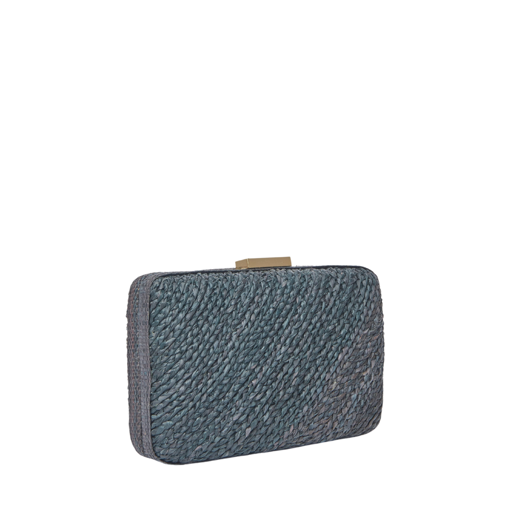 Carmen Woven Straw Clutch Bag in Black - The Well Appointed House