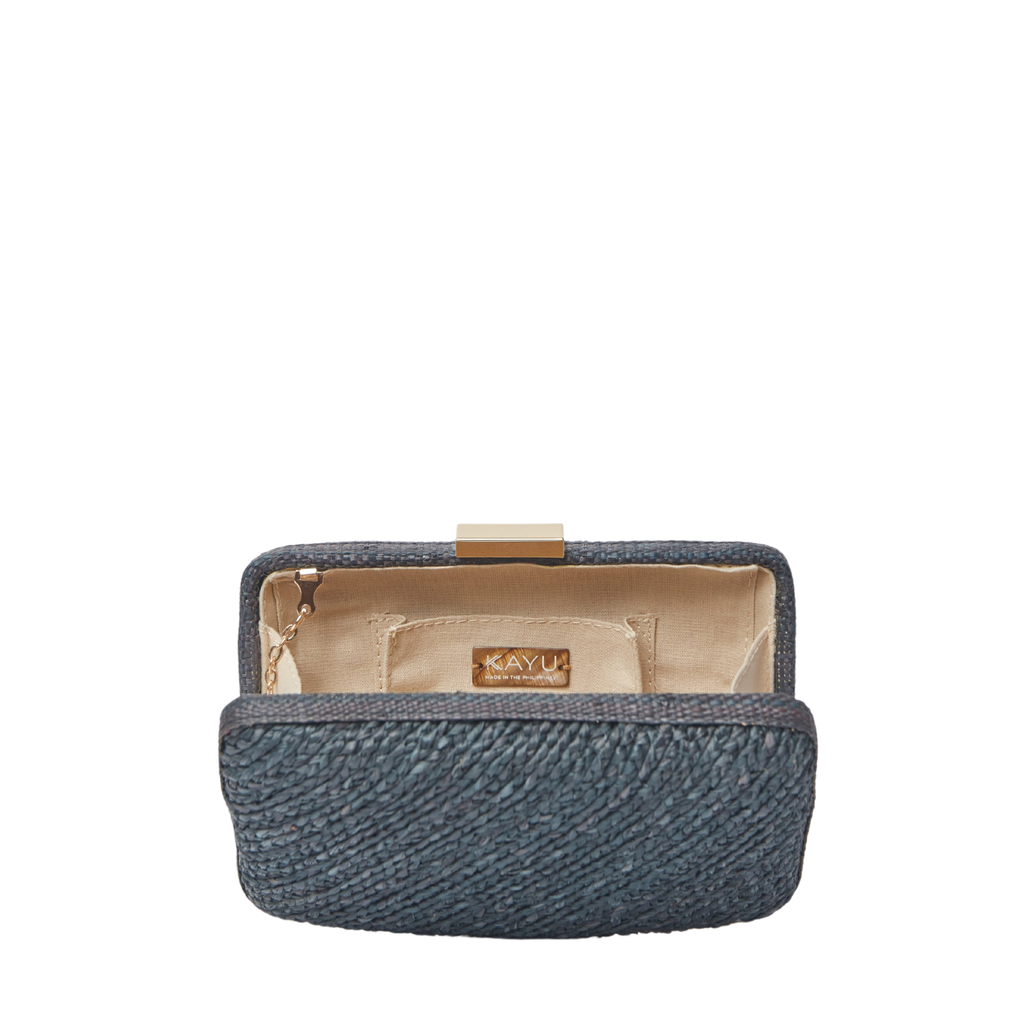 Carmen Woven Straw Clutch Bag in Black - The Well Appointed House