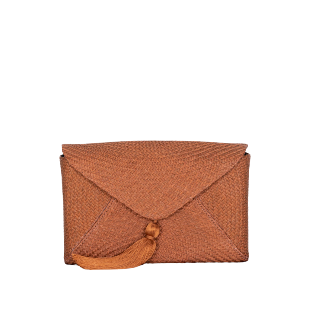 Cassia Straw Clutch Bag in Brown - The Well Appointed House