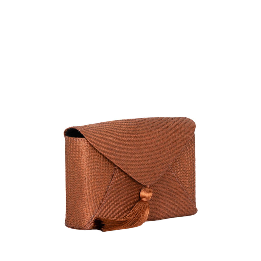 Cassia Straw Clutch Bag in Brown - The Well Appointed House