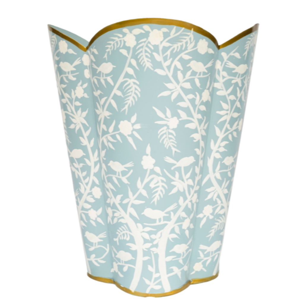 Celestial Blue & White Chinoiserie Wastepaper Basket - The Well Appointed House