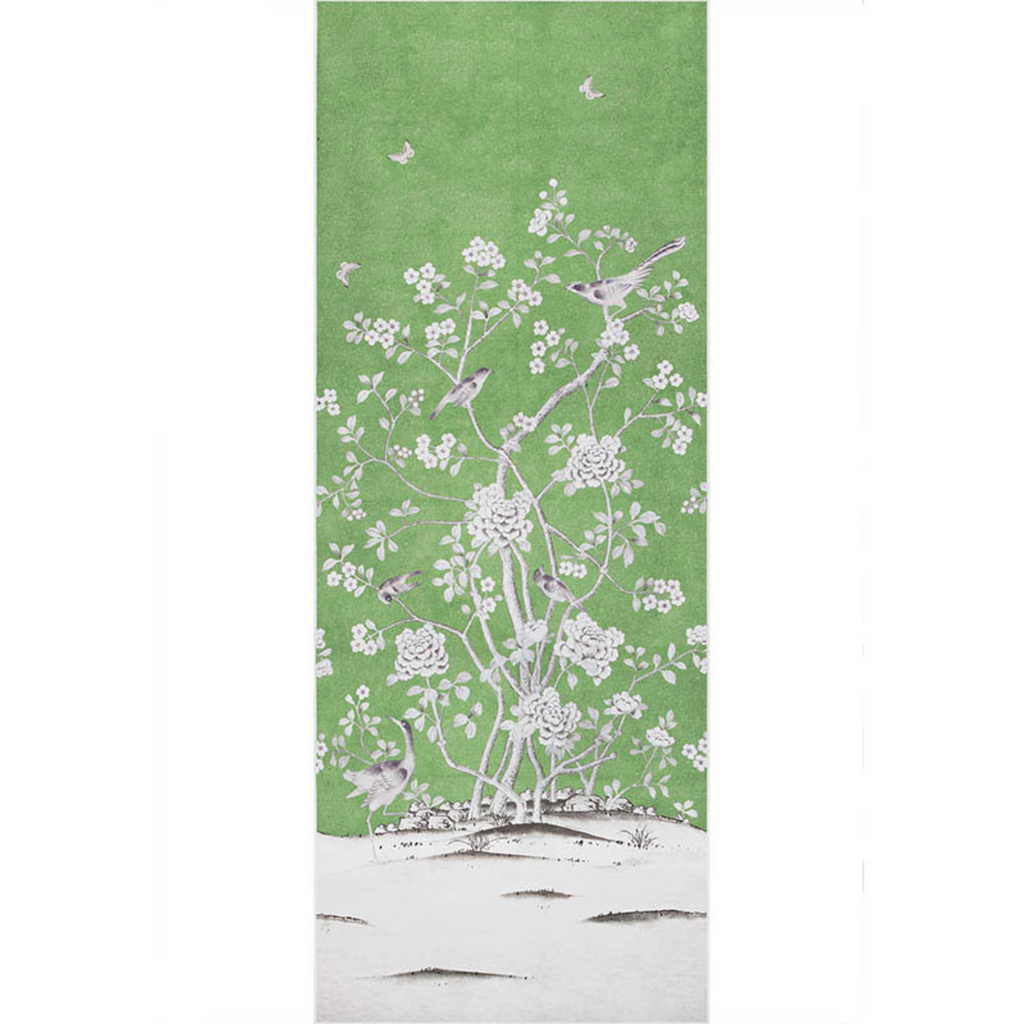 Chinois Palais Wallpaper Panel in Lettuce - The Well Appointed House