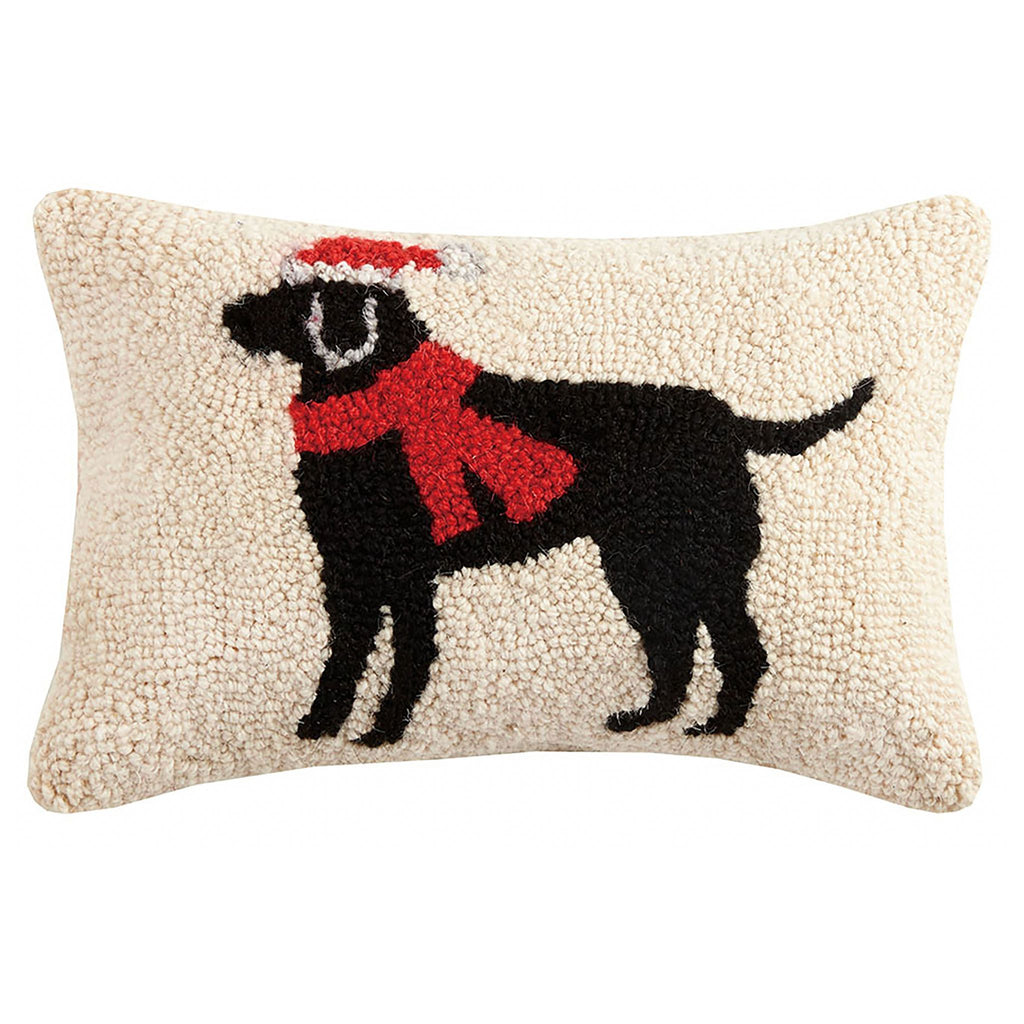 Christmas Black Lab Decorative Hook Pillow - The Well Appointed House