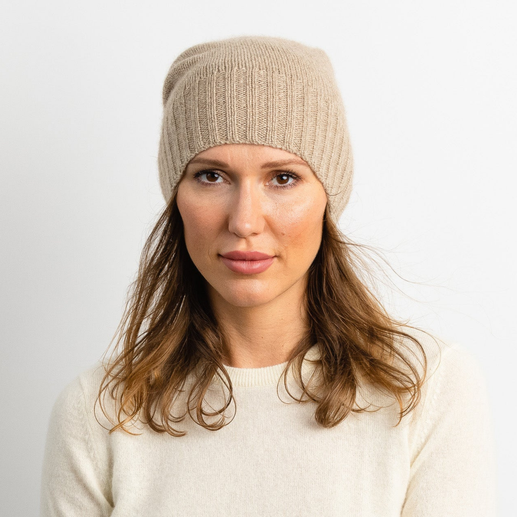 Classic Cashmere Slouchy Beanie in Taupe  The Well Appointed House