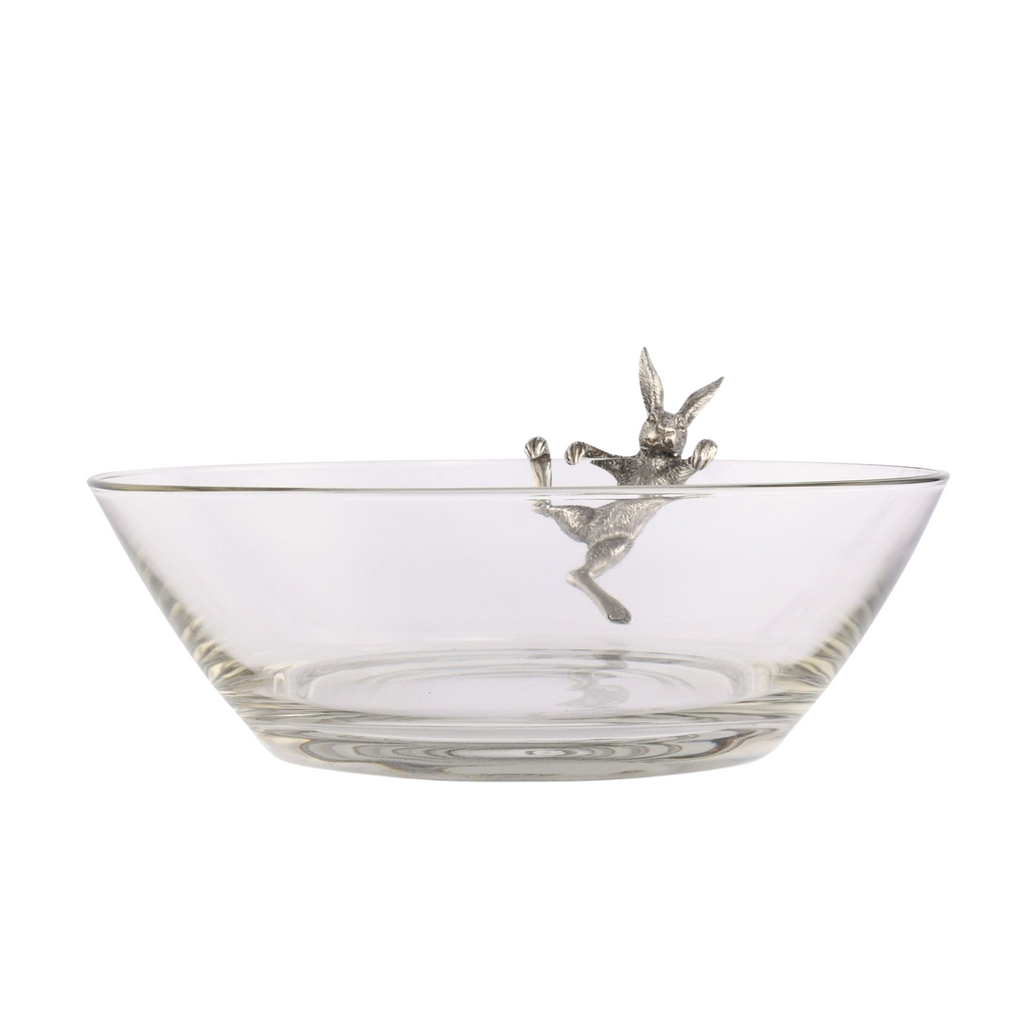 Climbing Bunny Glass Serving / Salad Bowl - The Well Appointed House