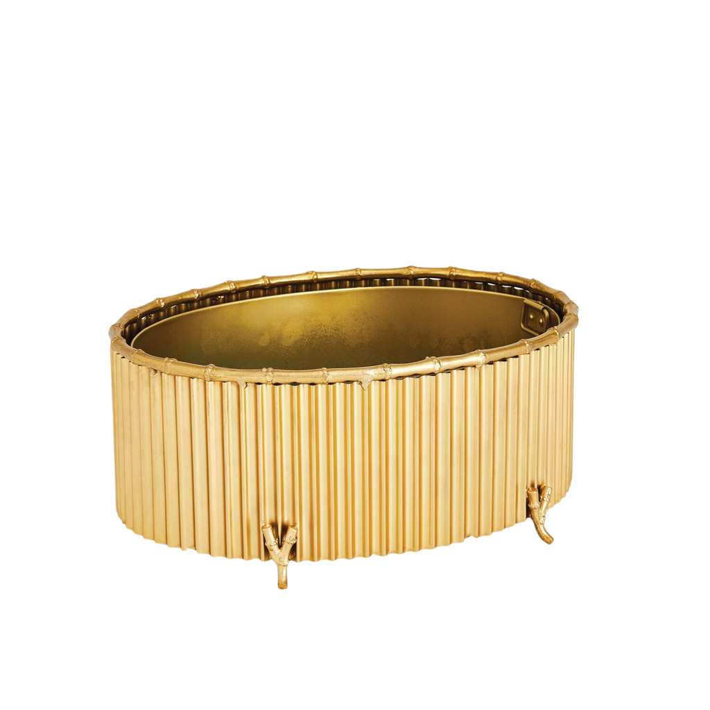 Corrugated Brass Cachepot - The Well Appointed House