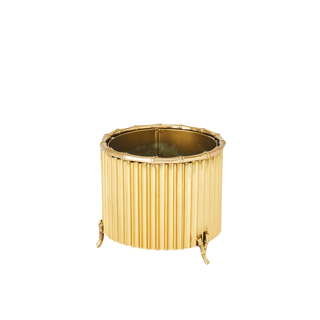 Corrugated Brass Cachepot - The Well Appointed House