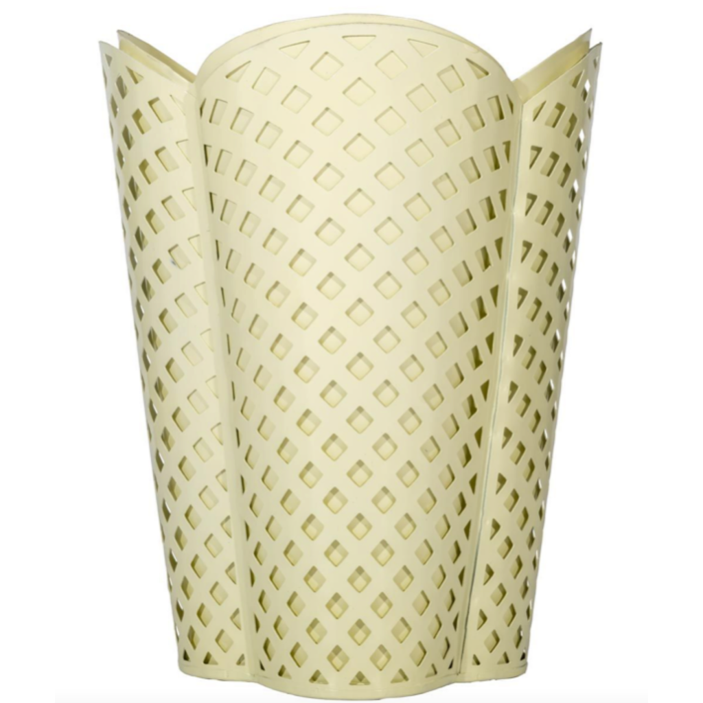 Cream Lattice Wastepaper Basket - TWAH
