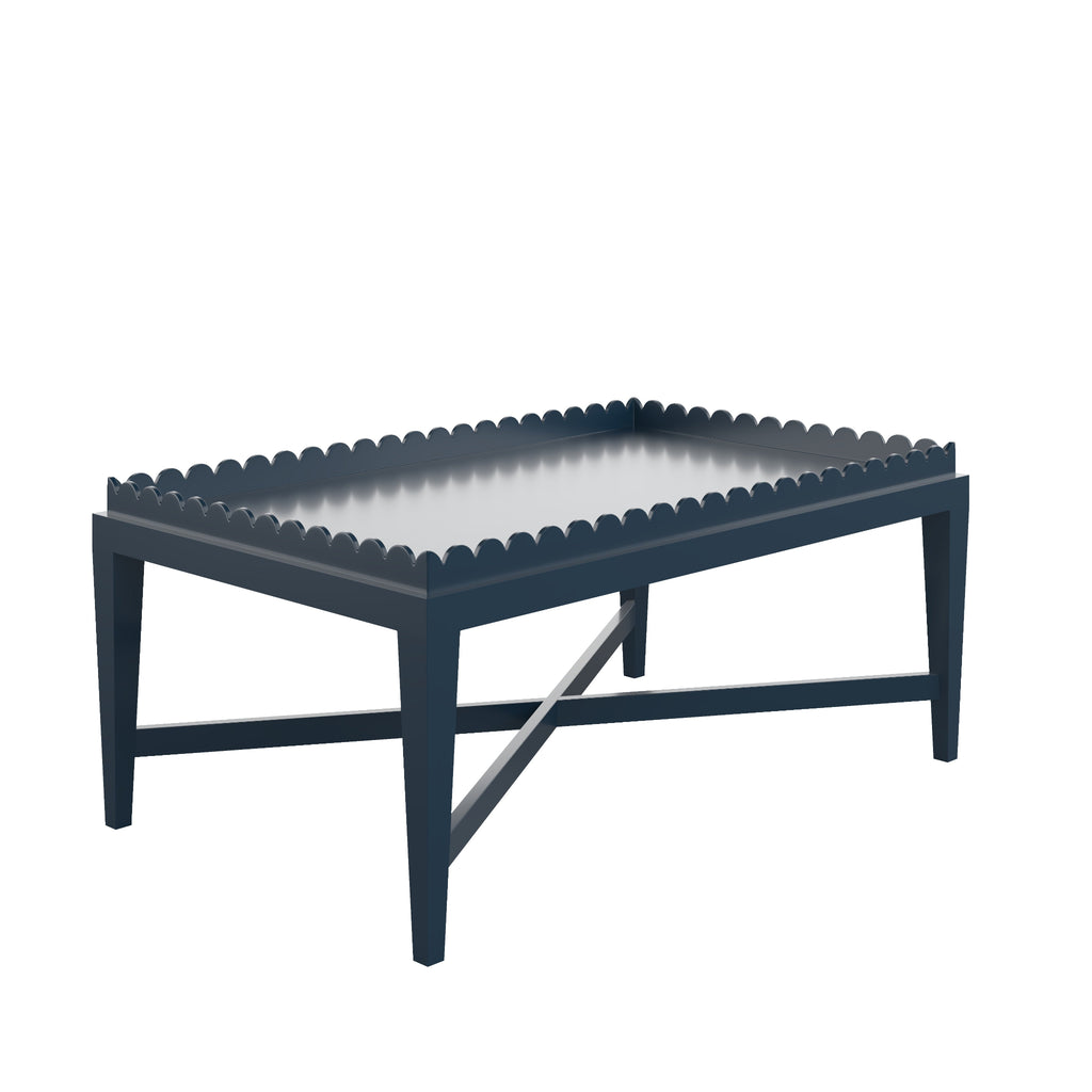 Custom Painted Scalloped Edge Coffee Table - The Well Appointed House
