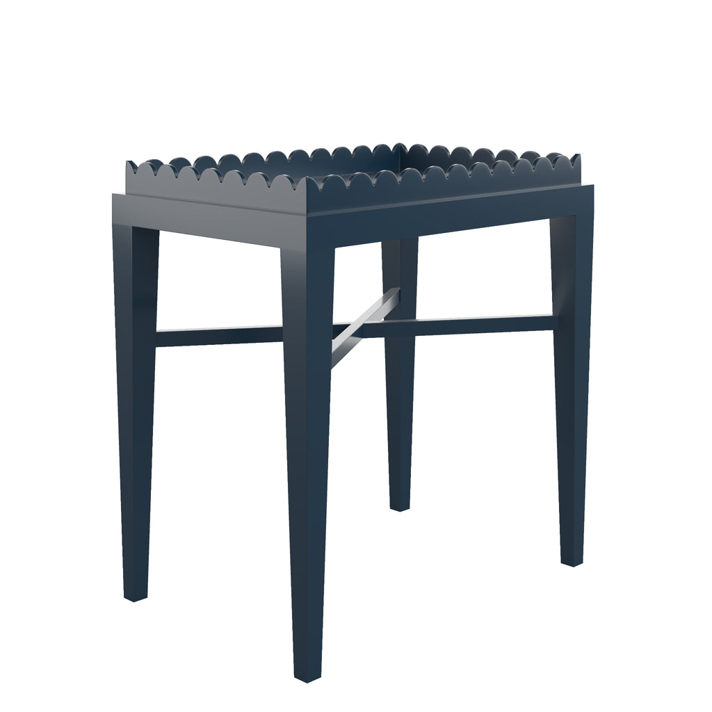 Custom Painted Scalloped Edge Side Table - The Well Appointed House