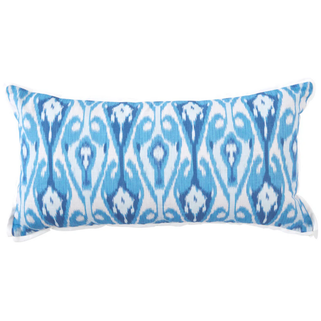 Uzbek Periwinkle Lumbar Decorative Throw Pillow With Butterfly Corners - The Well Appointed House