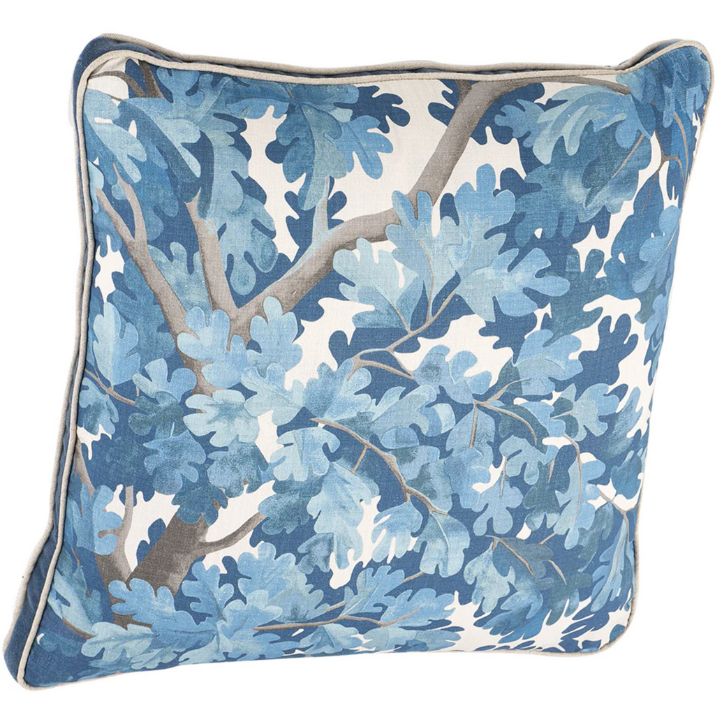 Woodland Dusty Blue Decorative Throw Pillow With Velvet Gusset - The Well Appointed House