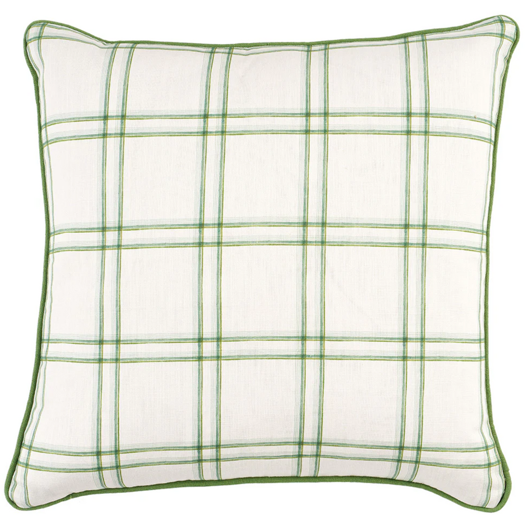 Wallace Moss Green Plaid Decorative Throw Pillow - The Well Appointed House