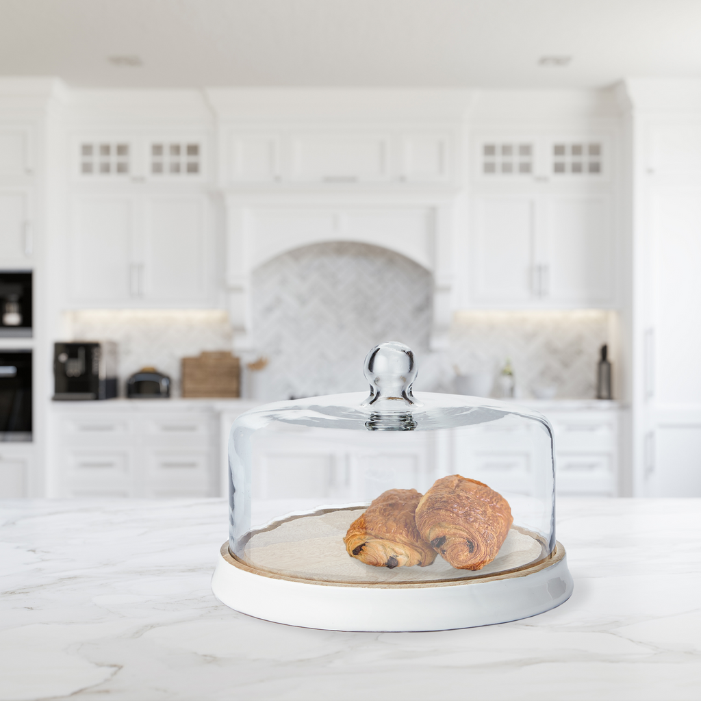 White & Clear Tray With Cloche - Cutting & Cheese Boards - The Well Appointed House