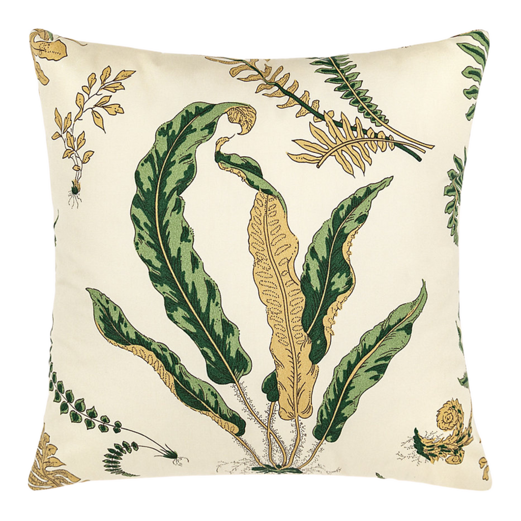 Elsie De Wolfe Green & Brown Foliage Outdoor Pillow - The Well Appointed House