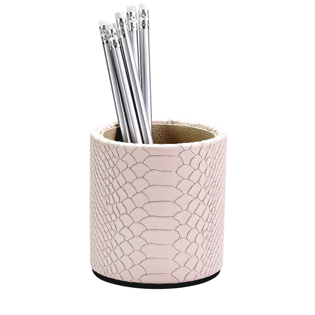 Embossed Python Leather Pencil Cup - The Well Appointed House