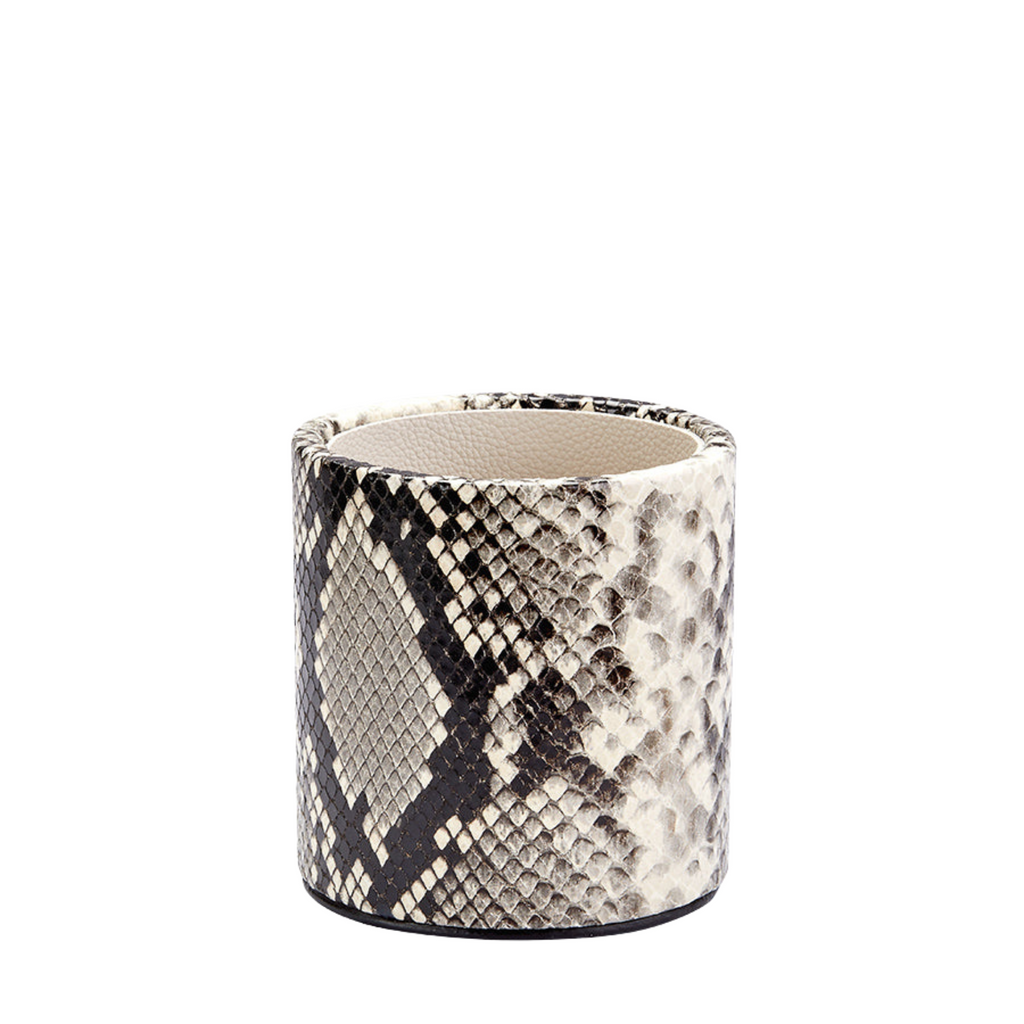 Embossed Python Leather Pencil Cup - The Well Appointed House