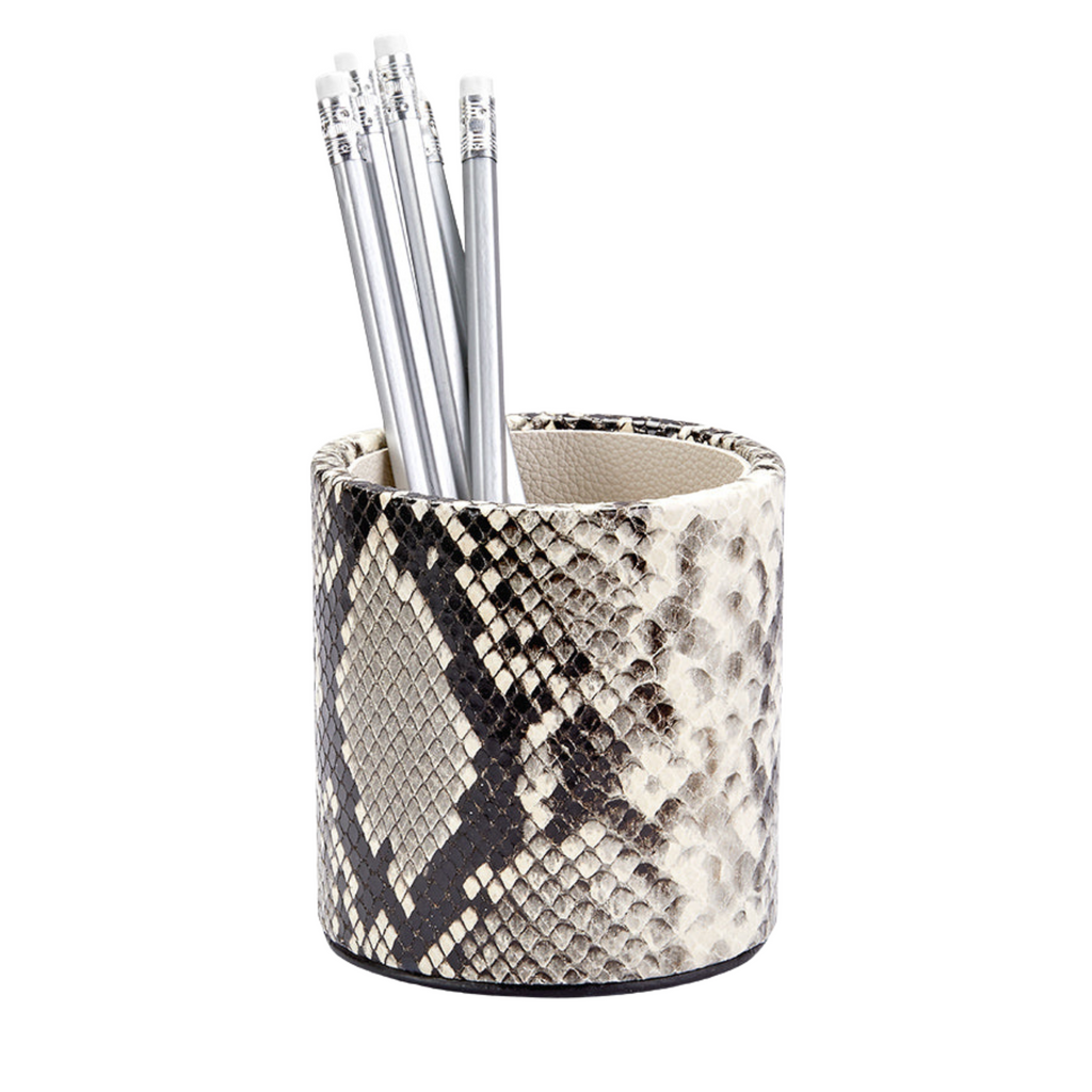 Embossed Python Leather Pencil Cup - The Well Appointed House