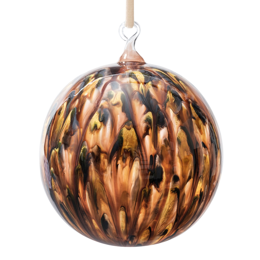 Feather Paint Large Glass Balls, Tortoiseshell, Set of Two - The Well Appointed House