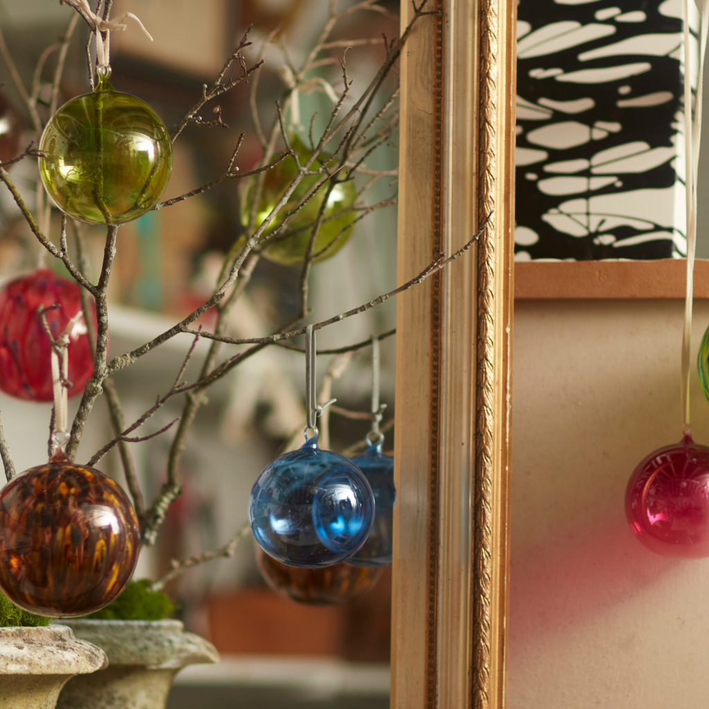 Feather Paint Large Glass Balls, Tortoiseshell, Set of Two - The Well Appointed House