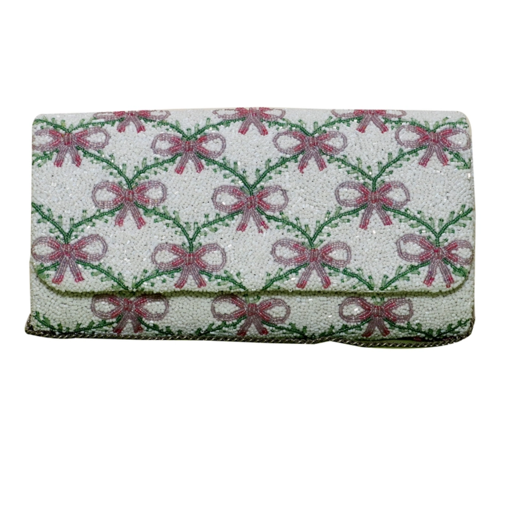 Beaded Bow & Vine Clutch Purse - The Well Appointed House