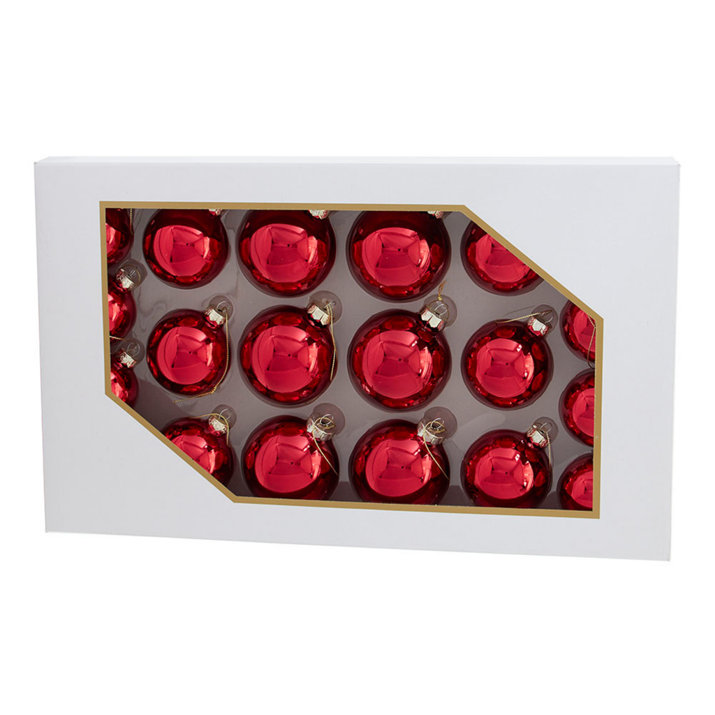 Set of 20 Glass Shiny Red Ball Ornaments - The Well Appointed House