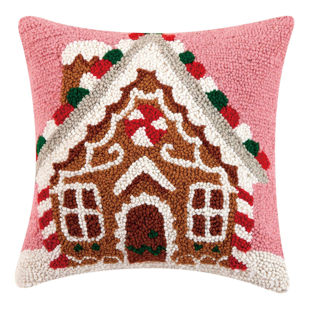 Gingerbread House With Candy Cane Decorative Hook Pillow- The Well Appointed House