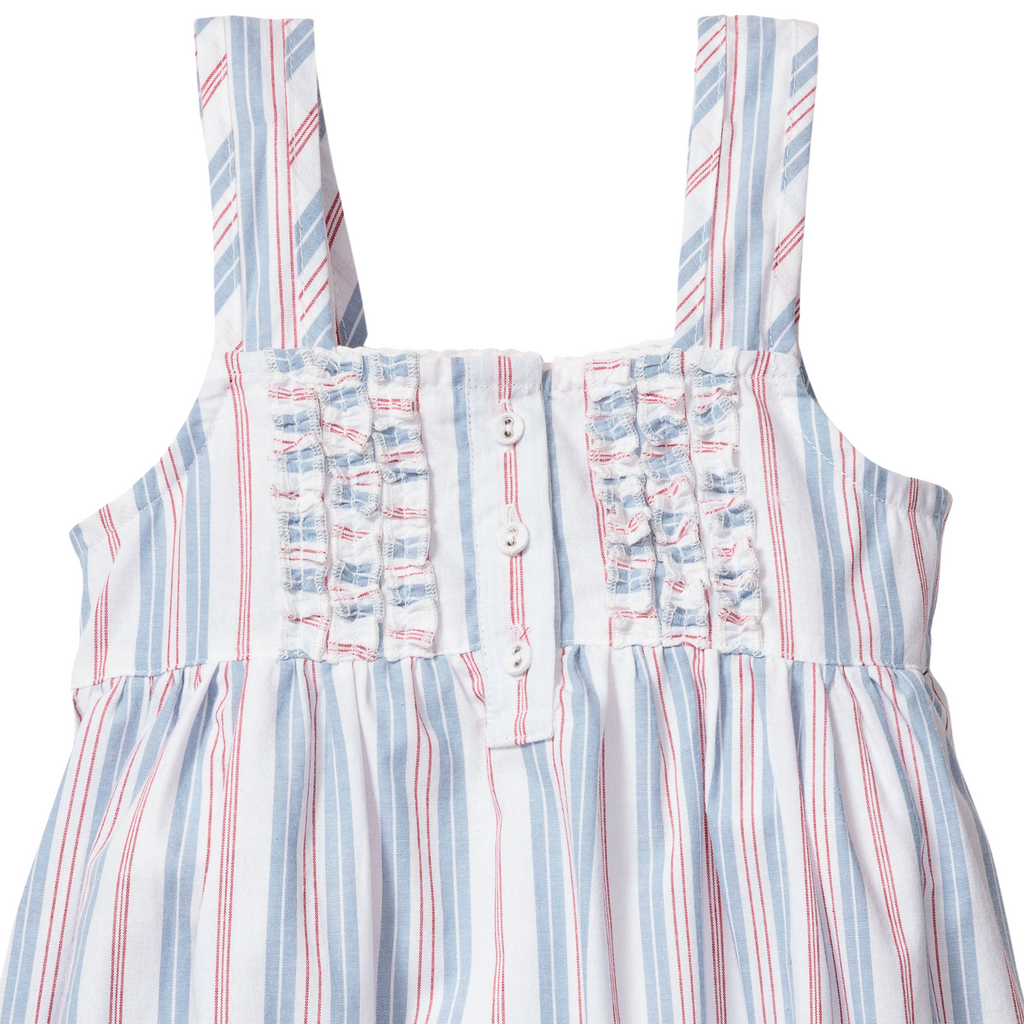 Girl's Twill Charlotte Nightgown in Vintage French Stripes - The Well Appointed House