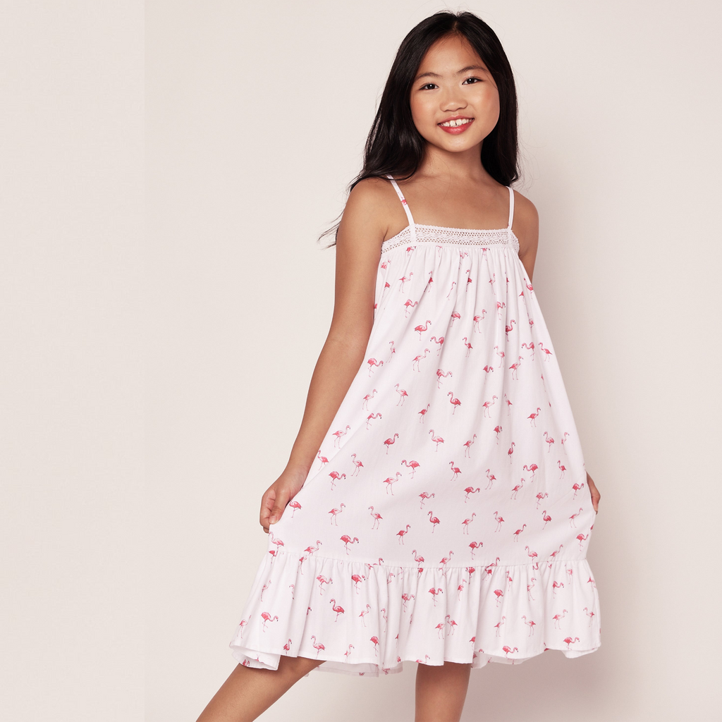 Girl's Twill Lily Nightgown in Flamingos - The Well Appointed House