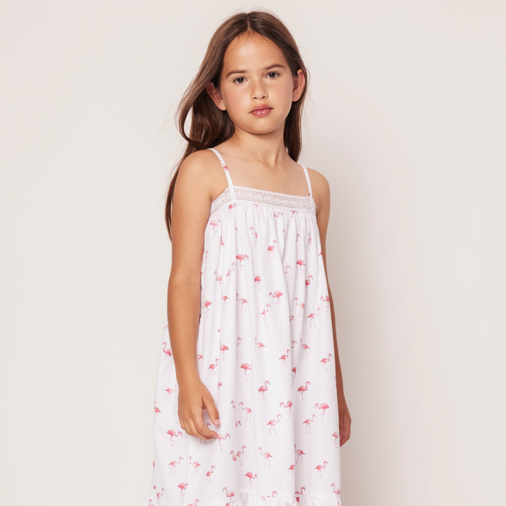 Girl's Twill Lily Nightgown in Flamingos - The Well Appointed House
