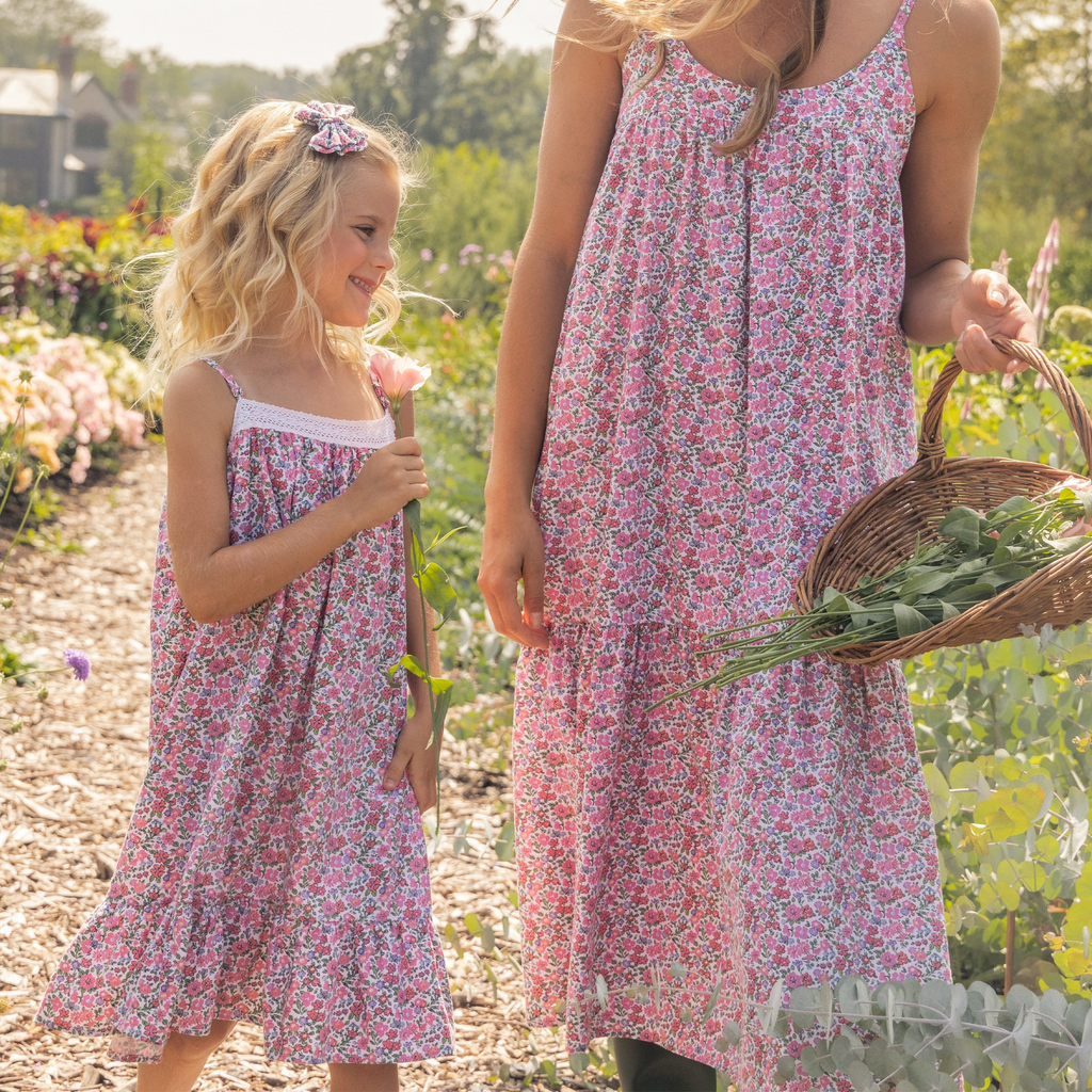 Girl's Twill Lily Nightgown in Fleurs de Rose - The Well Appointed House