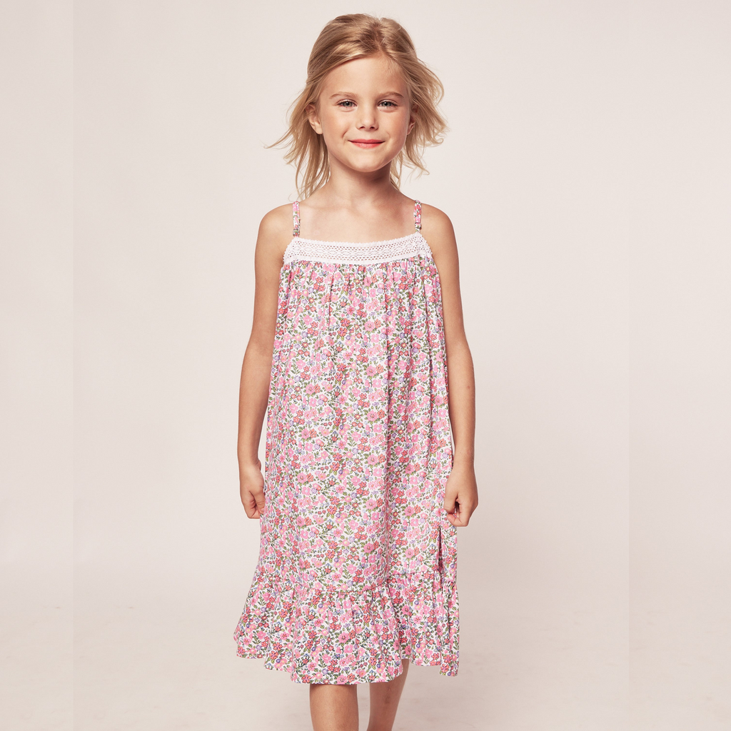 Girl's Twill Lily Nightgown in Fleurs de Rose - The Well Appointed House