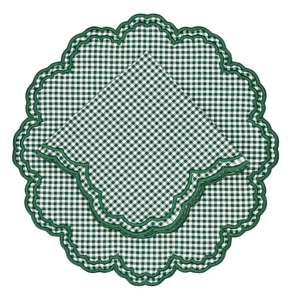 Bettina Napkin in Dark Green Gingham, Set of 4 - The Well Appointed House 