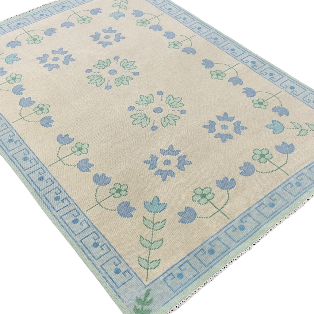 Lauren Oushak Rug in Green & Blue- The Well Appointed House